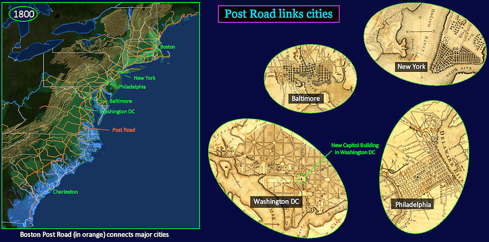 Boston Post Road, 1800 map